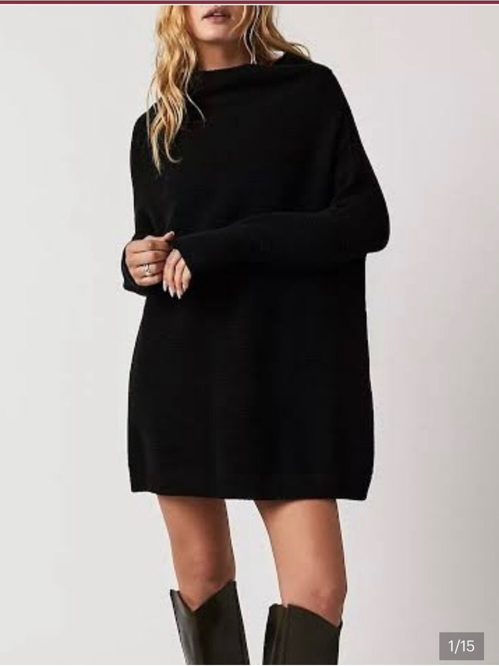 Free people black ottoman slouchy tunic sweater size large